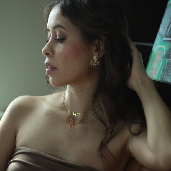 925 Sterling Silver Quote Statement Necklace –18k Gold Plated Great for Layering - Picture 5 of 9